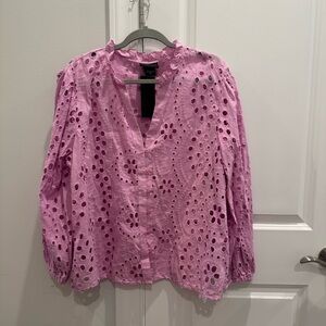 Elegant Lavender Eyelet Blouse